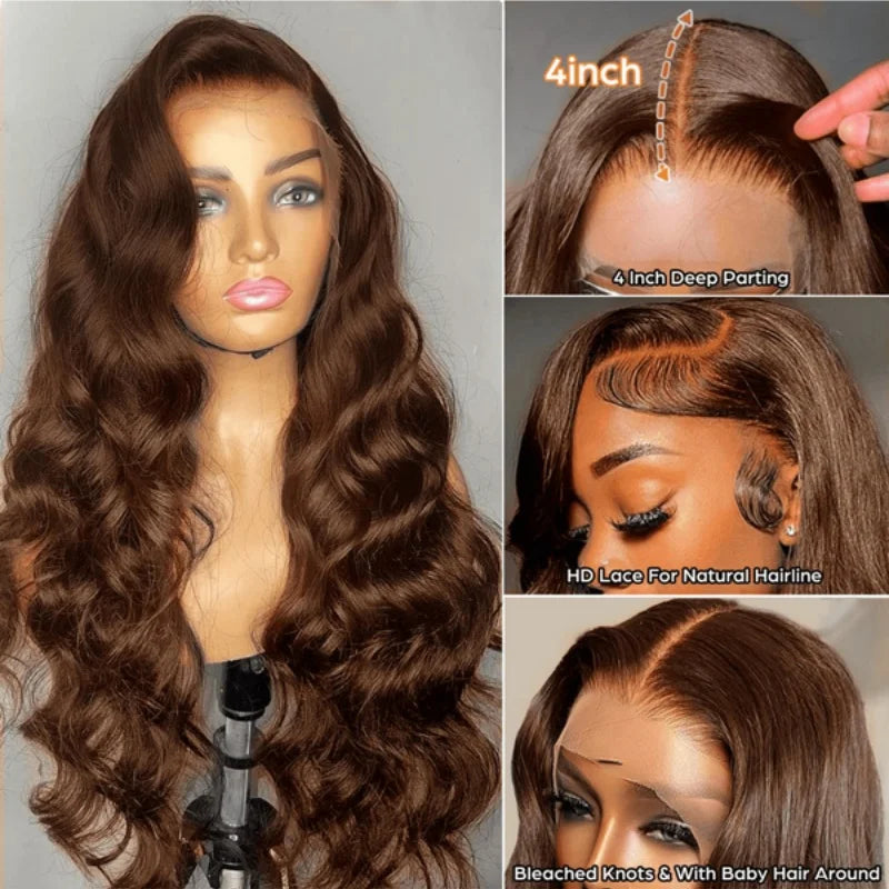Chocolate Brown HD Lace Front Wigs