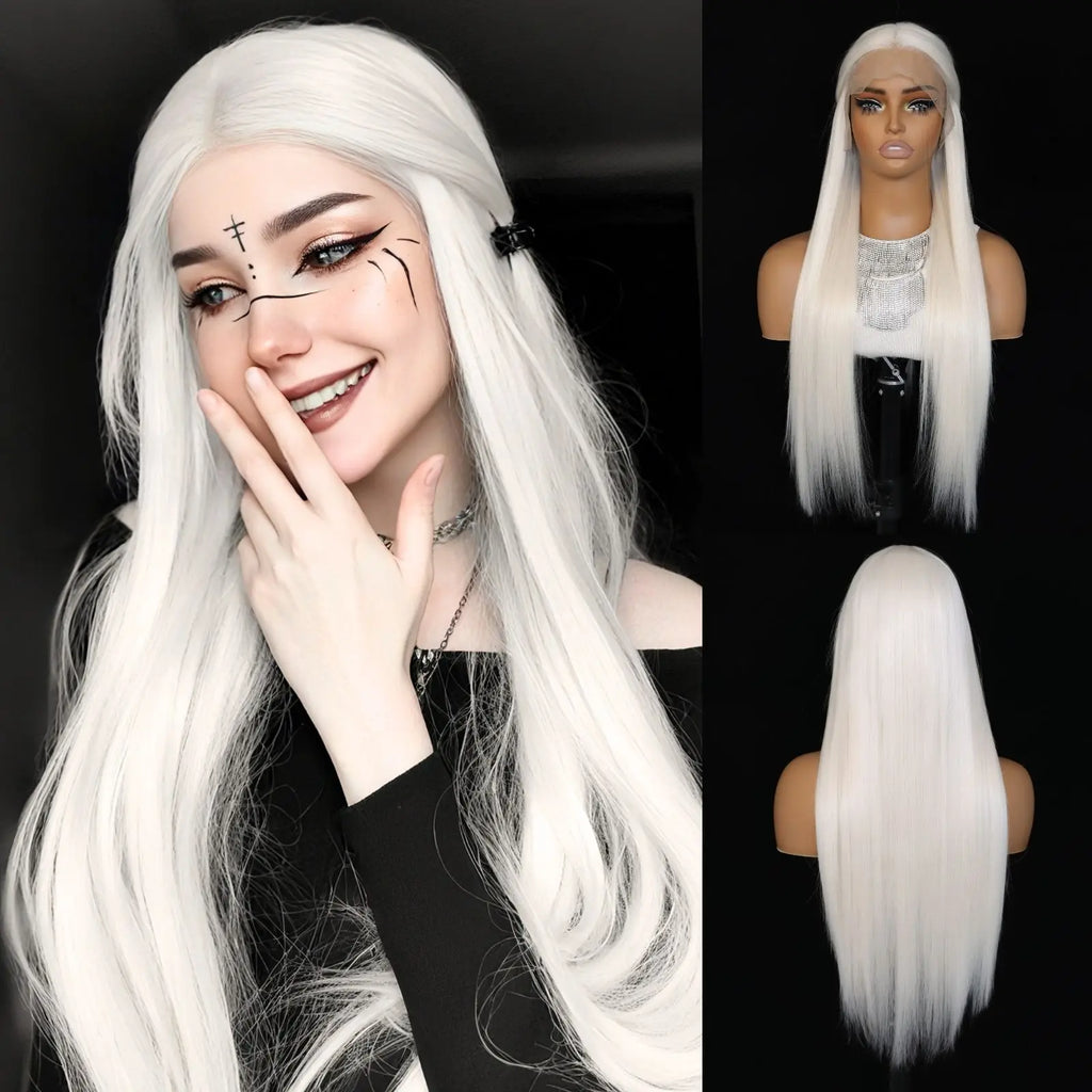 White Synthetic Lace Front Wig