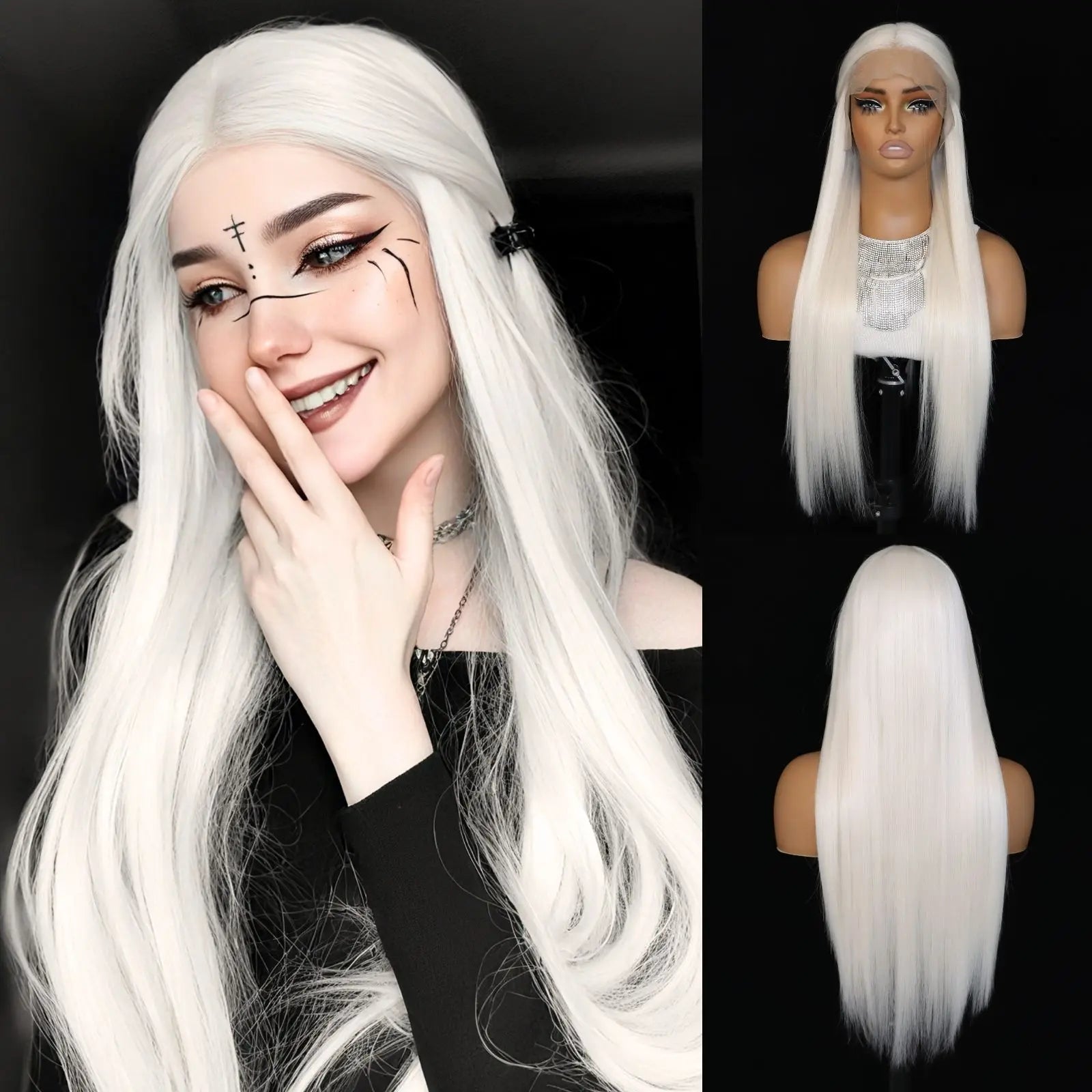 White Synthetic Lace Front Wig