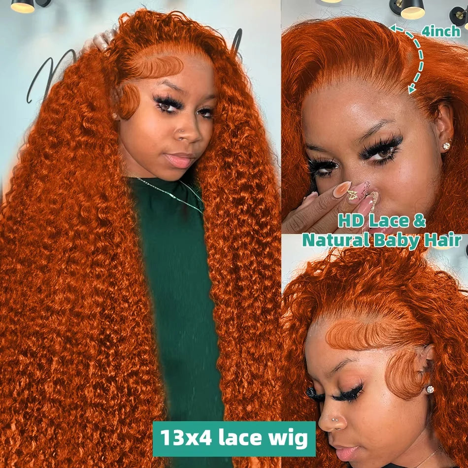 Ginger Curly Human Hair Wigs