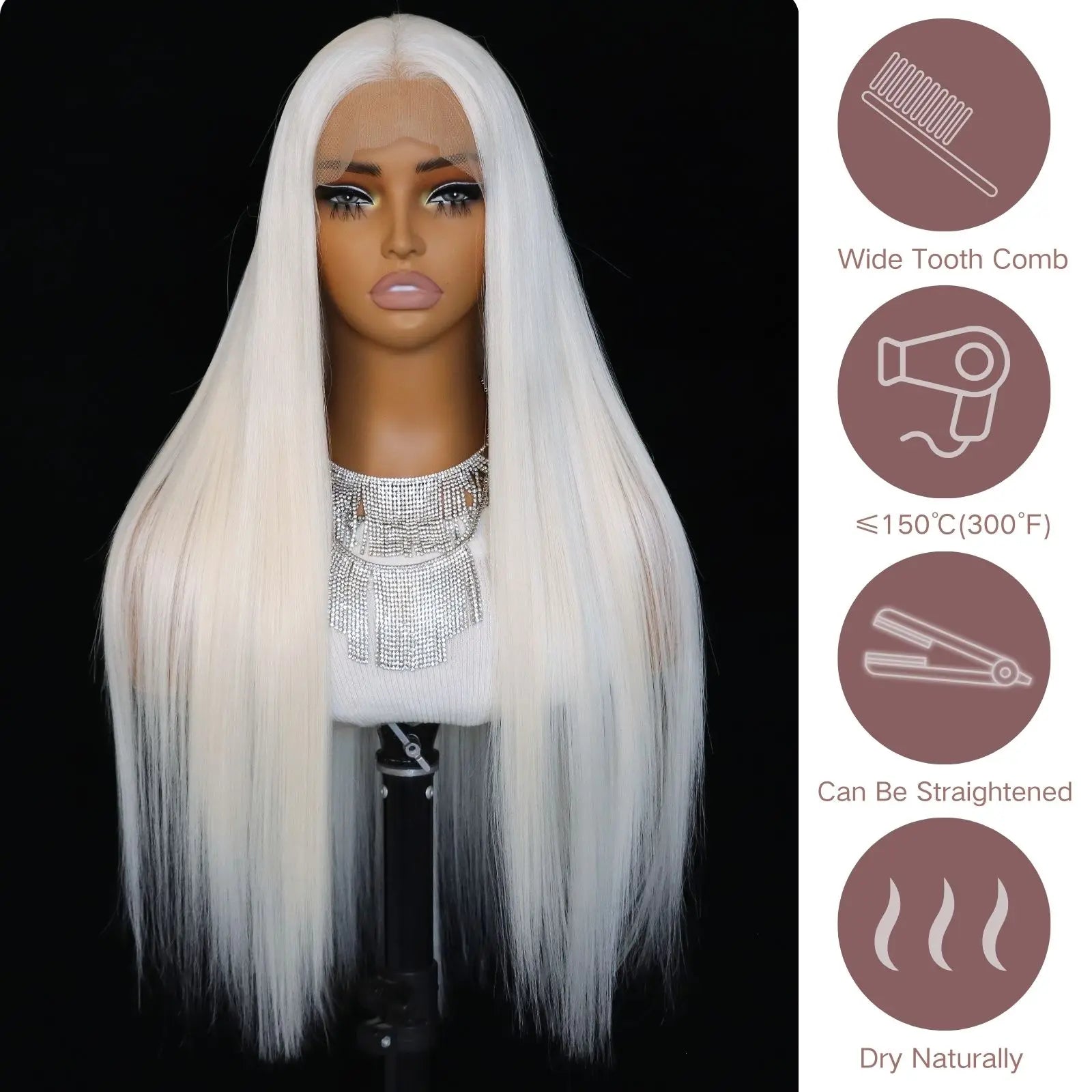 White Synthetic Lace Front Wig