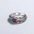 925 Sterling Silver Red Zircon Ring