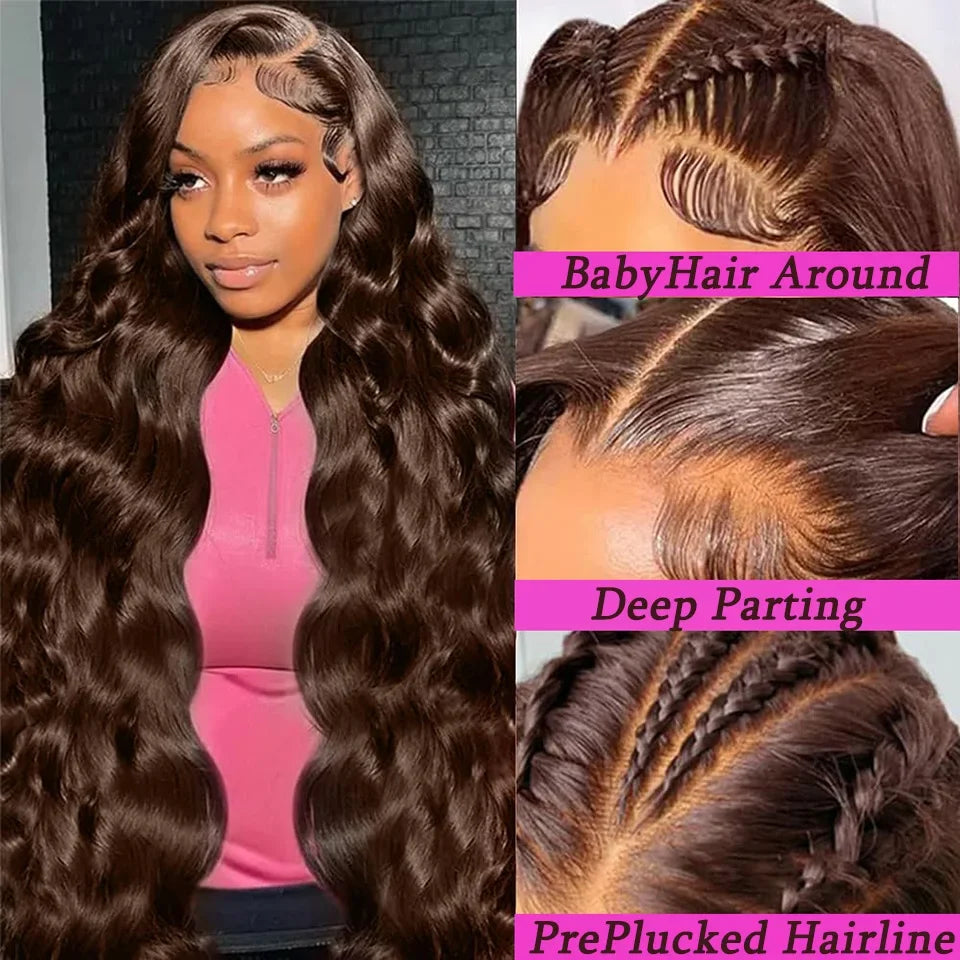 13x6 HD Lace Frontal Wigs Dark Brown