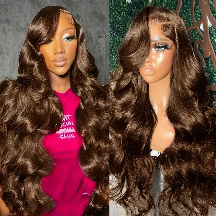 13x6 HD Lace Frontal Wigs Dark Brown