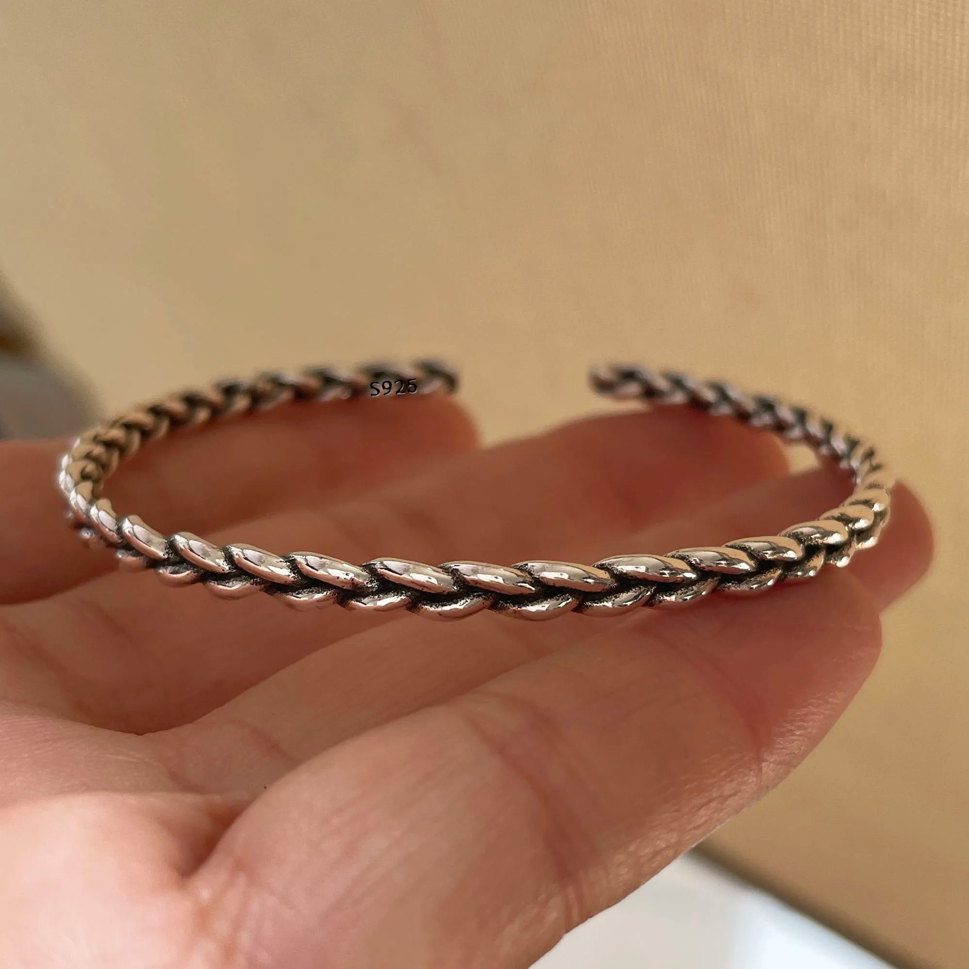 100% Solid 925 Sterling Silver Metal Bracelet