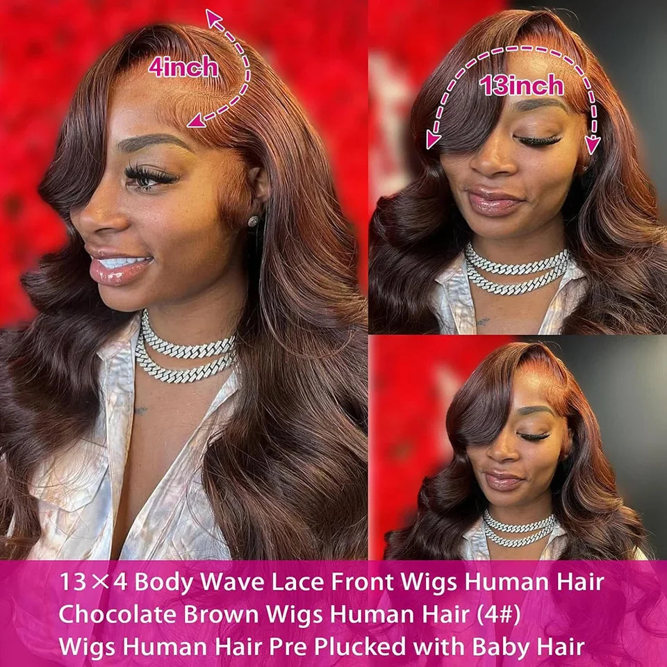 13x6 HD Lace Frontal Wigs Dark Brown